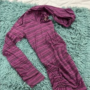 Prana Pink and Purple Striped hoodie shirt